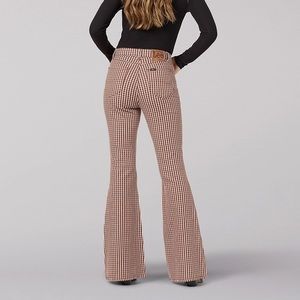 Lee High Waisted Flare Plaid Checkered Jeans NWT